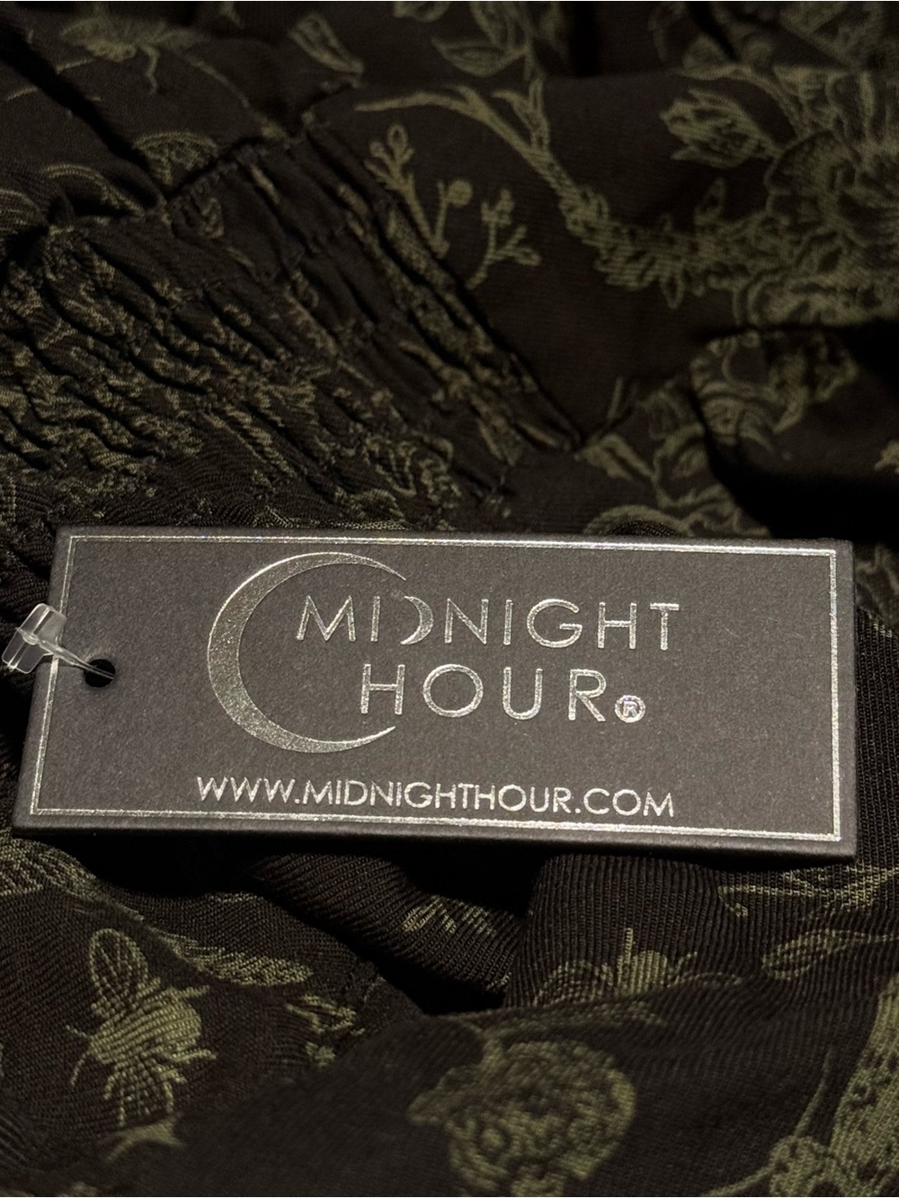 NWT Midnight Hour Women’s L Goth witchy botanical print V-neck Midi Dress - Picture 7 of 12